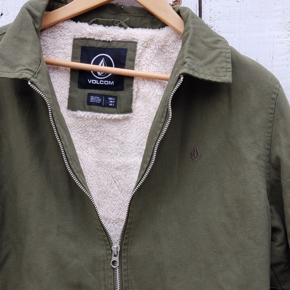 Volcom Mens Sz S garage jacket, Sit down collar, Full-length zip, Green NEW - Picture 2 of 6